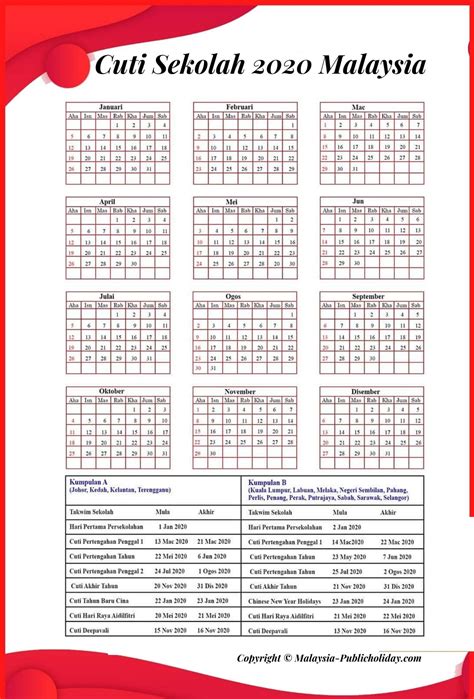 Kalendar kuda 2021 senarai cuti umum malaysia (public holidays). 2020 Cuti Sekolah Malaysia Kalendar