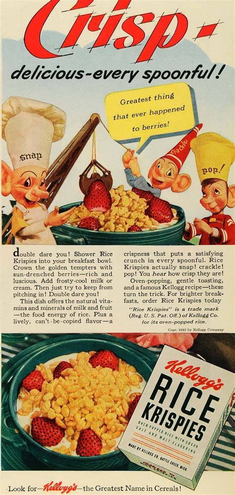 1942 Ad Vintage Snap Crackle Pop Kelloggs Rice Krispies Original Gh4