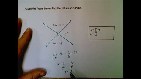 Geometry Solving Equations Involving Vertical Angles And Linear Pairs
