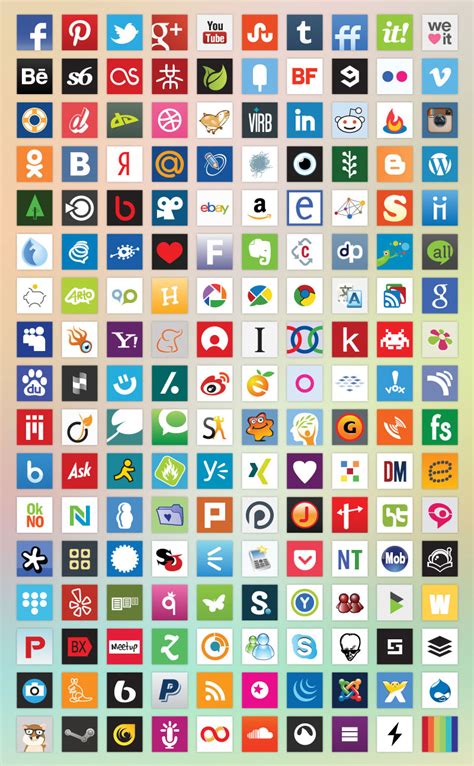 Top 10 most popular social apps. S-Icons.com