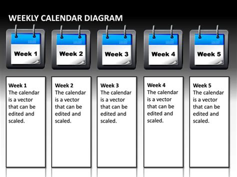 Powerpoint Slide Weekly Calendar Diagram 3d Blue 5 Dates Cg