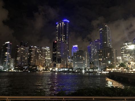 Glimpse The Enchanting Night Skyline Of Downtown Miami