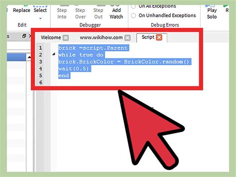 Delete any existing code in the script. How to Make a Brick Change Colors on Roblox (with Pictures)