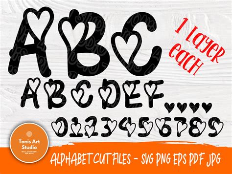 Heart Font Svg Valentines Alphabet Svg Font Cut Files Love Svg