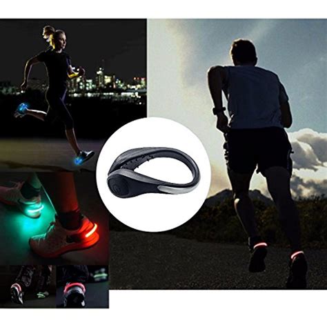 Teqin 2pair Black Shell Colorful Led Flash Shoe Safety Clip Running