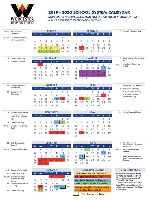 Worcester County Public Schools Calendar - Dian Murial