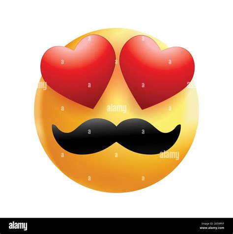 High Quality Mustache Emoticon Smiling Love Emoji Isolated On White