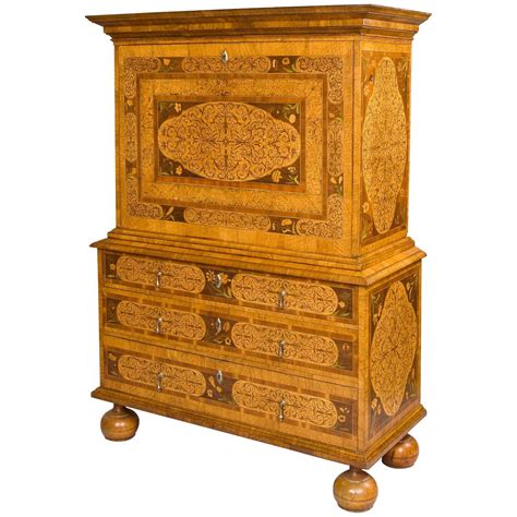 Late 17th Century European Walnut And Marquetry Secretary Cabinet For