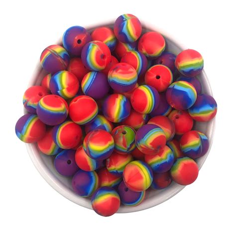 15mm Primary Rainbow Swirl Silicone Beads Usa Silicone Bead Supply