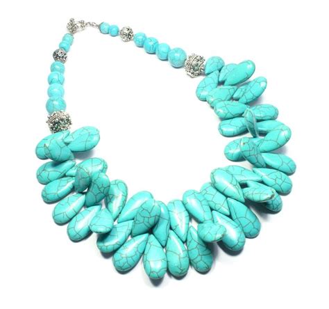 Turquoise Statement Necklace Turquoise Jewelry Chunky Etsy Chunky