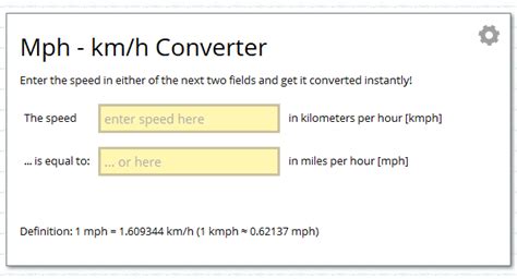Miles Per Hour Mph Kilometers Per Hour Kmh Unit Converter
