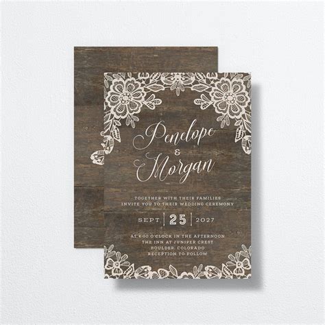 Woodgrain Lace Wedding Invitations