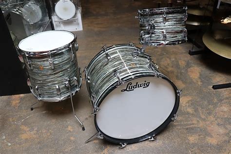 Ludwig Downbeat 3pc Drum Set Kit Blue Oyster Pearl Vintage Reverb