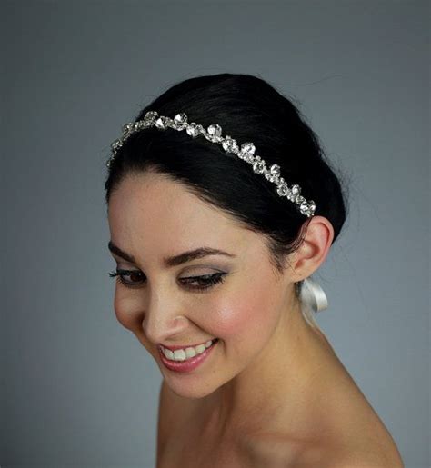 Bridal Rhinestone Headband Wedding Hair Jewelry Attached To Etsy