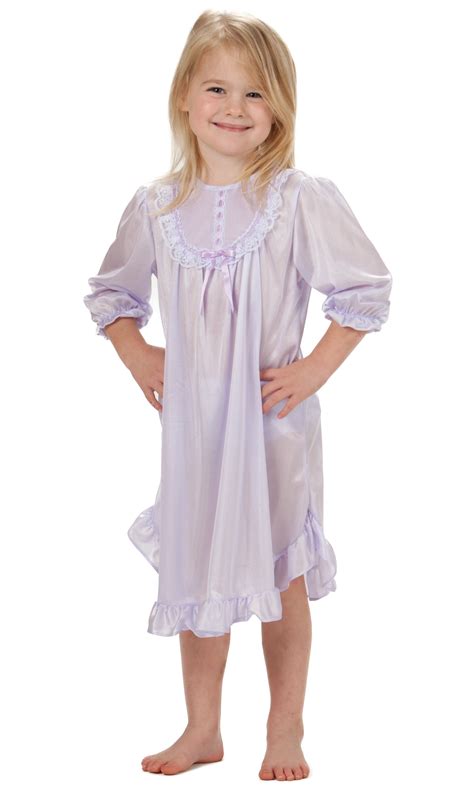 Solid Colors Long Sleeve Traditional Nightgown For Girls 4 14