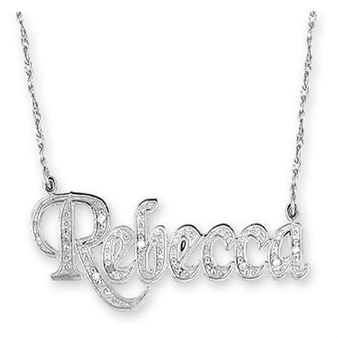 4kt White Gold And Diamond Nameplate On 18 Cable Chain Gold Name