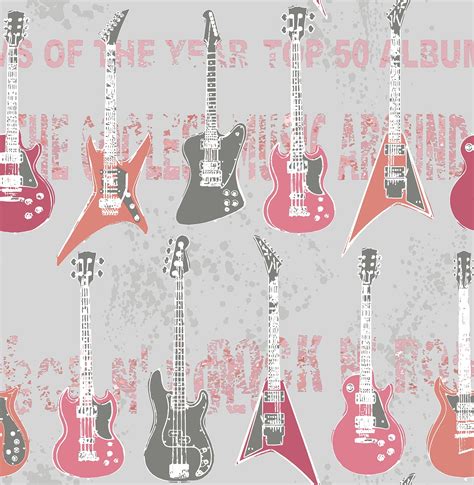Brewster Richards Pink Rock Star Guitar Stripe Wallpaper