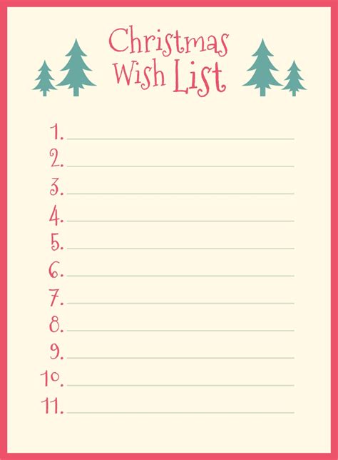 Christmas Wish List Templates 15 Free PDF Printables Printablee