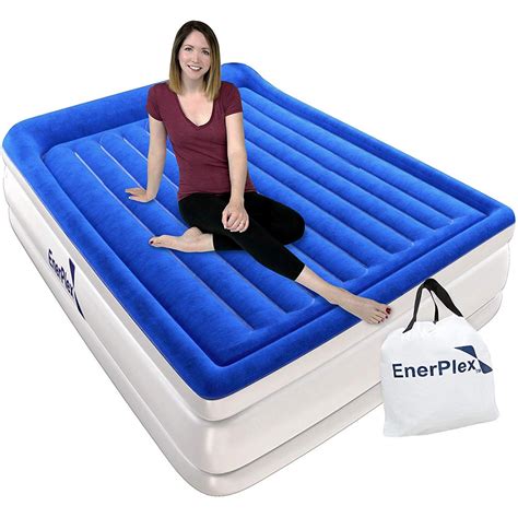 Enerplex Pillow Top Queen Air Mattress With Built In Pump Luxury Beam Airbed Queen Size Raised