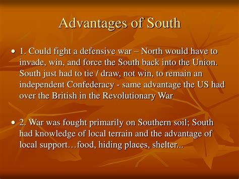 Ppt Civil War Advantages And Disadvantages For North And South