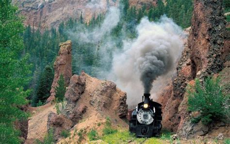 Vehicle Train Railway Steam Locomotive Nature Trees Forest Rock