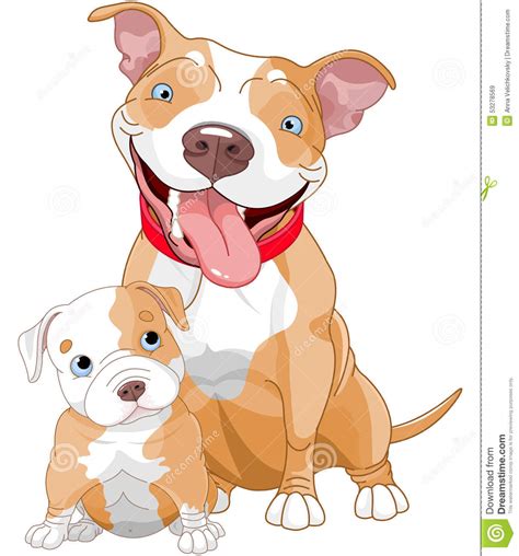 Madre E Cucciolo Del Pitbull Illustrazione Vettoriale Illustrazione