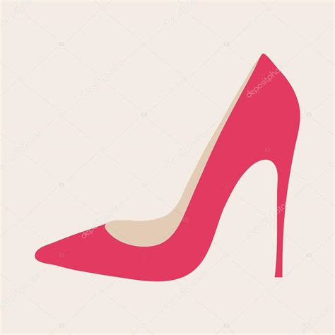 Classic Pink Woman Shoes On High Heel Vector Illustration Stock