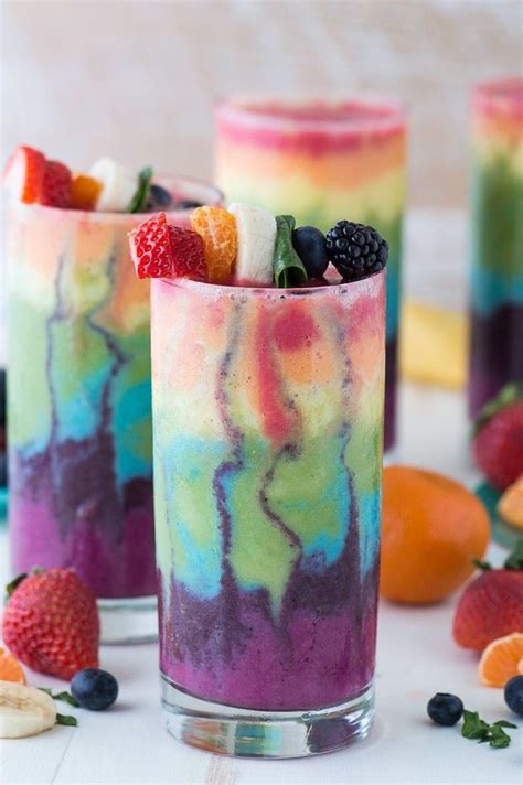 Beautiful 7 Layer Rainbow Smoothie Recipe Full Of Tons Of Fruit And