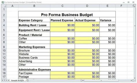 4 Pro Forma Budget Templates Word Excel Formats