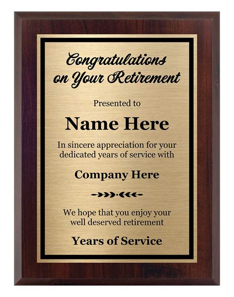 Silver Metal Retirement Service Award Plaque Present Employee Coworker