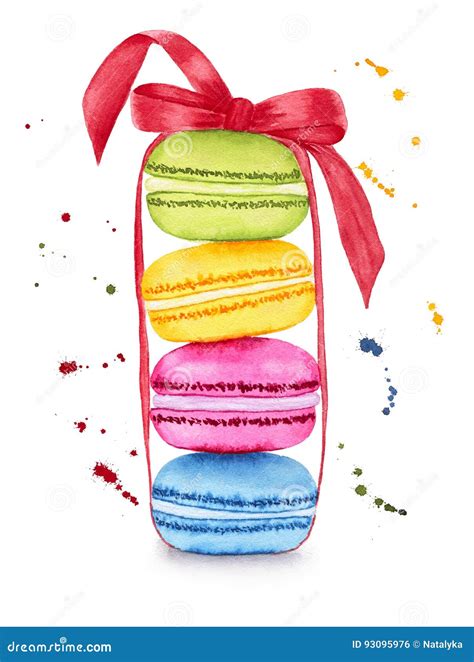 Watercolor Colorful Macaroons Stock Photo Image Of Confection