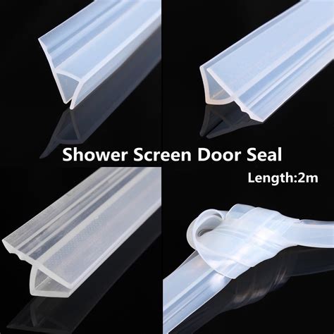 2m Shower Door Seal Strip Frameless Door Sweep Flexible Glass Seal Roll To Stop Shower Leaks