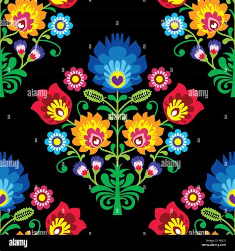 Seamless Folk Art Vector Pattern Polish Traditional Repetitive Design