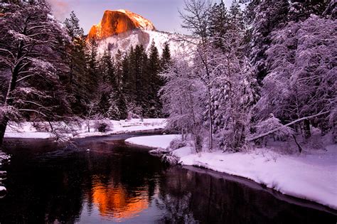 Half Dome Winter Sunset Yosemite Valley Fred Mertz Photography