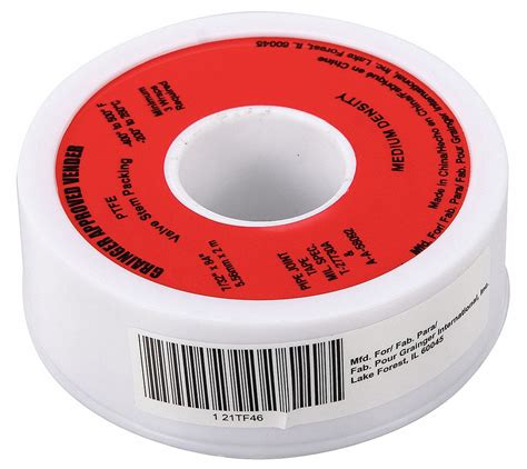 40x stronger than acrylic tapes (in shear adhesion holding power, compared to acrylic. GRAINGER APPROVED Valve Packing Tape, PTFE, 7/32 in Width ...