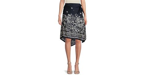 Donna Karan Floral Handkerchief Hem Skirt In Black Lyst