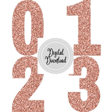 Rose Gold Glitter Numbers Clipart Png Files Digital Etsy M Xico