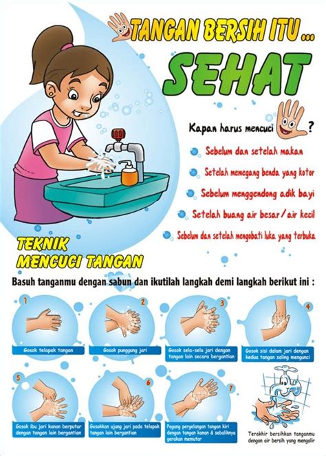 Keringkan tangan dengan sebuah handuk higienis. Poster cuci tangan 7 langkah | Mencuci tangan, Kartun, Gambar