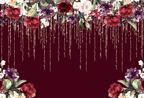 Wedding Photography Backgrounds Burgundy Pink Flowers Drop Etsy