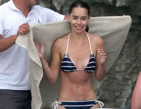 Emilia Clarke In A Striped Bikini On The Boat In Positano Italy My Xxx Hot Girl