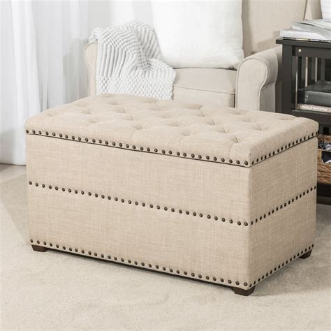 Joveco Storage Ottoman Tufted Rectangular Bench Foot Rest Stool With