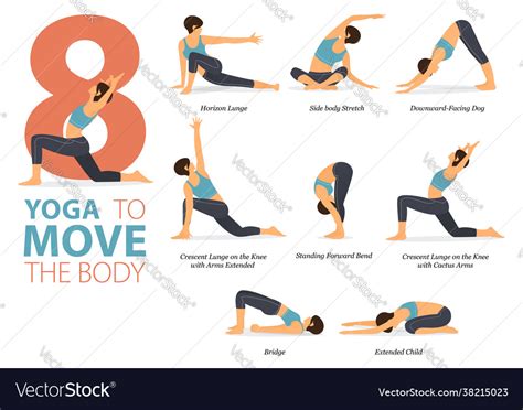 8 Standing Yoga Poses For Move Body Concept Vector Image