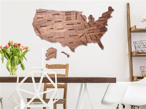 Us Map Wood Map Of United States Wooden Map Of Usa Large Wall Etsy