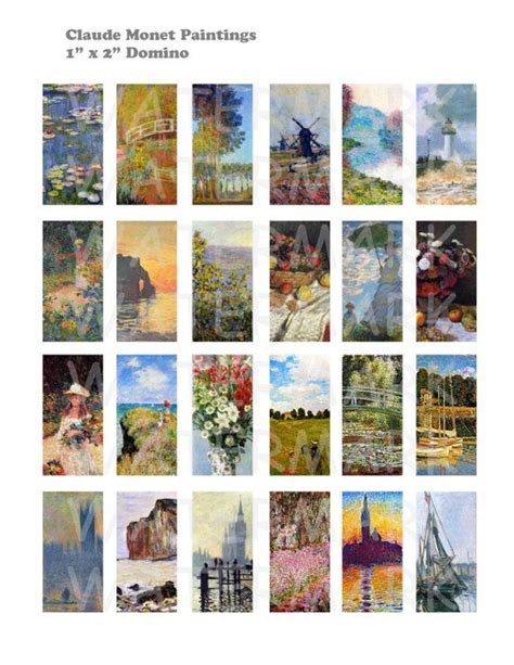 Claude Monet Paintings Digital Collage Sheet 1 X 2 Inch Etsy