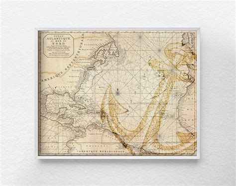 nautical map art nautical poster nautical print anchor etsy