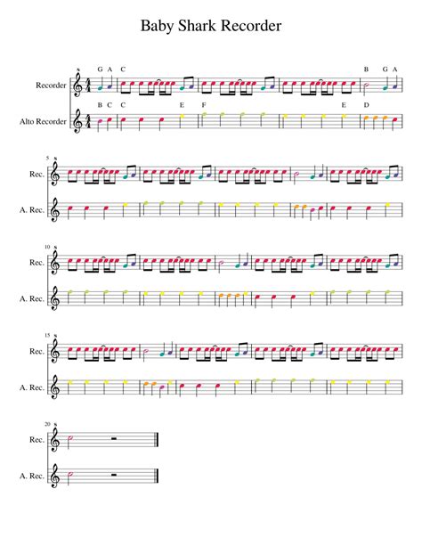 Baby_Shark_Recorder sheet music for Recorder download free in PDF or MIDI