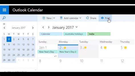 Print Calendar In Office 365 Calendar Printables Free Templates