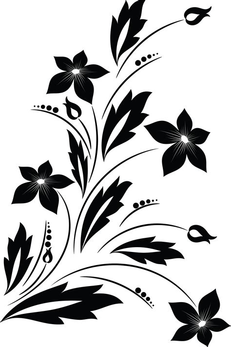 20 Flower Clipart Black And White Vector Collection