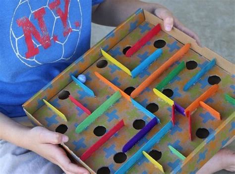 Diy Marble Maze With Empty Cardboard Box And Popsicle Sticks Truly