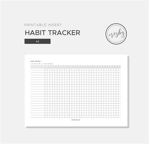 Habit Tracker Printable Insert A5 Etsy